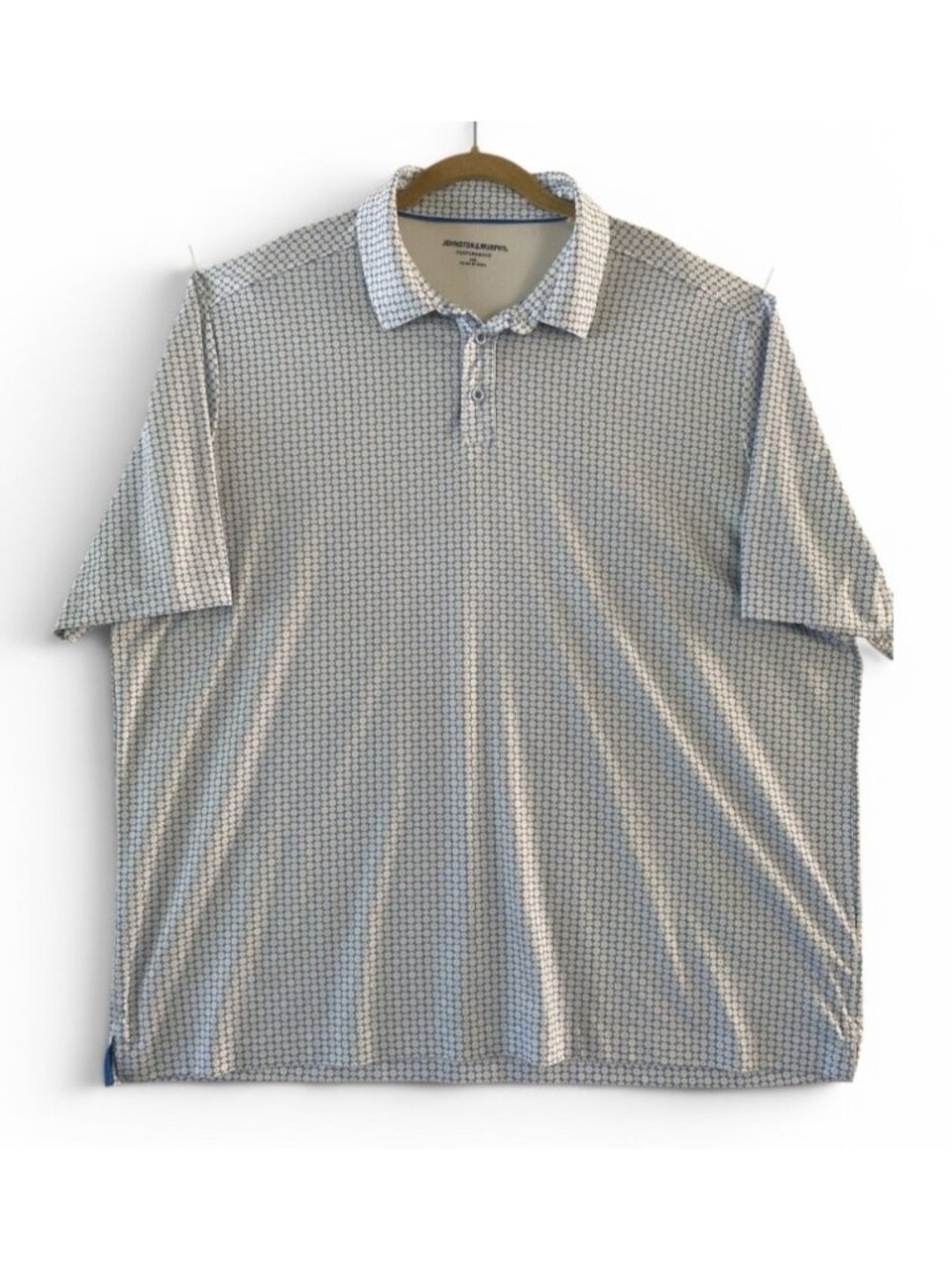 Johnston & Murphy Performance Golf Polo 2XL Blue & White Geometric Print